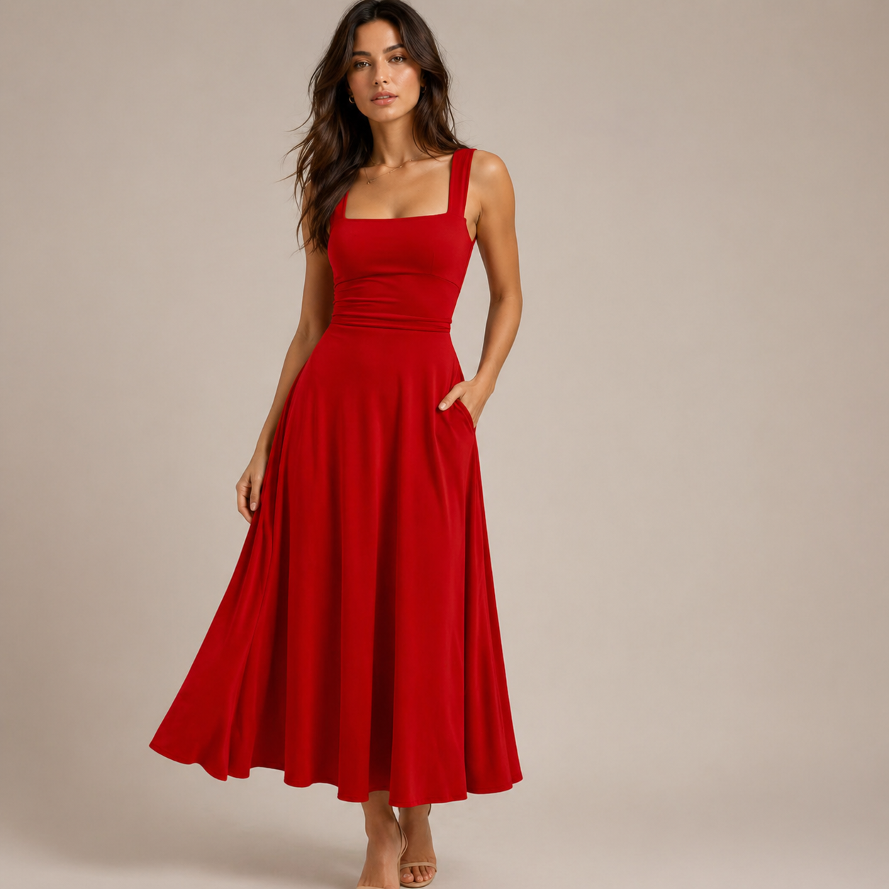Red Summer Midi Dress