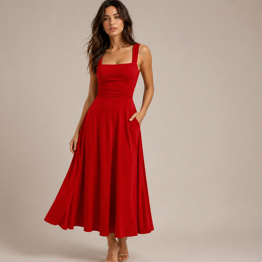 Red Summer Midi Dress