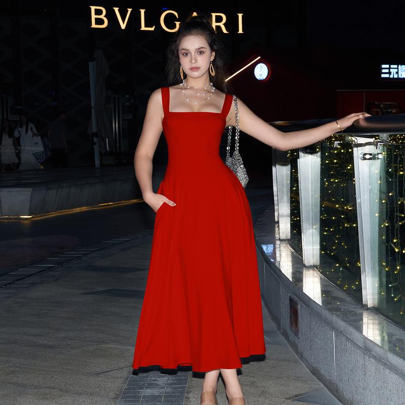 Red Summer Midi Dress